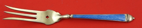 Lemon Fork vermeil w/ blue enamel on both sides 4 5/8